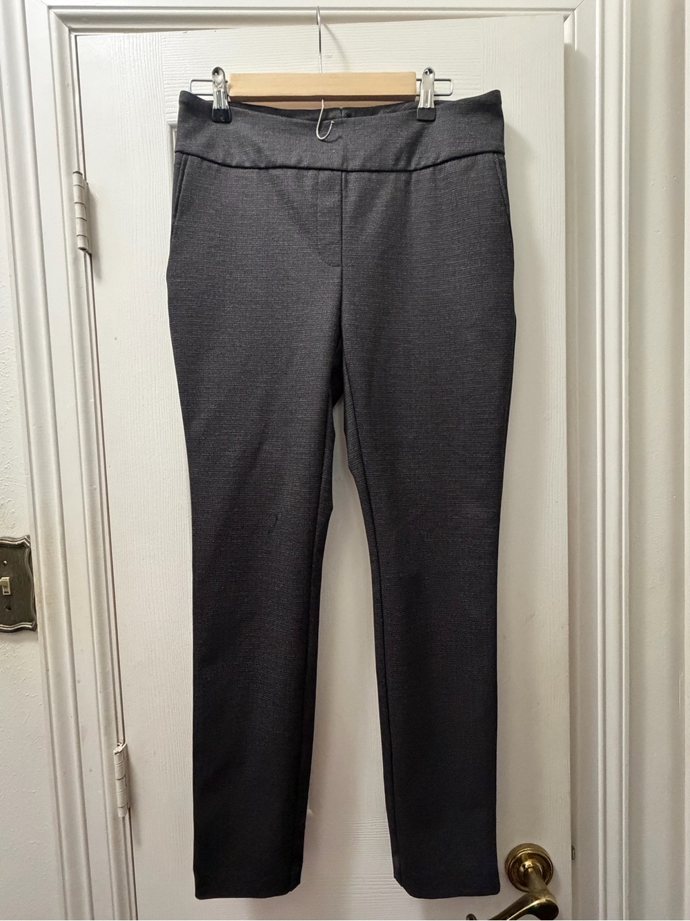 Dalia Slim Ponte Pull-On Pants in Charcoal